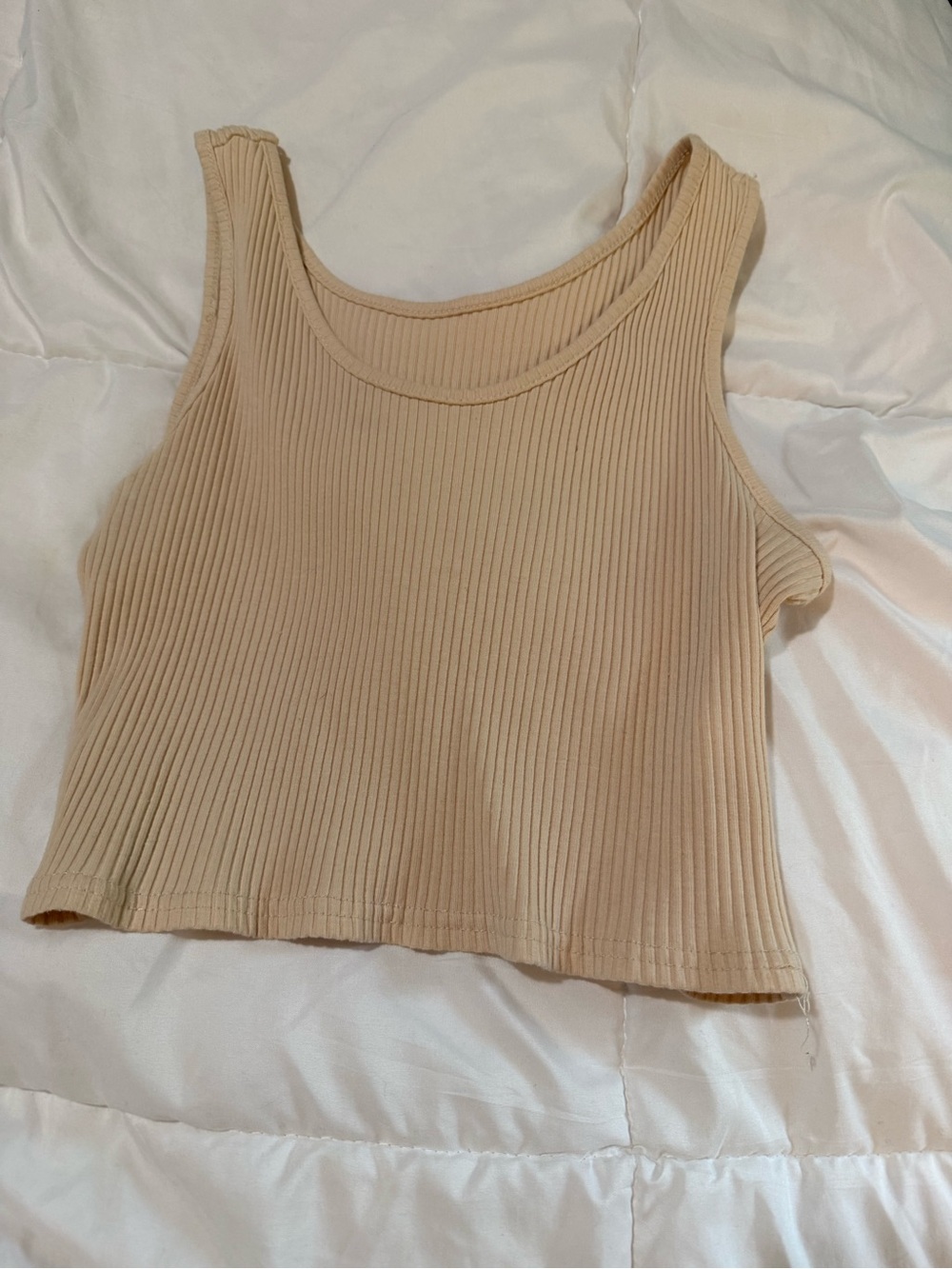 H&M Ribbed Tank Crop Top - Tan